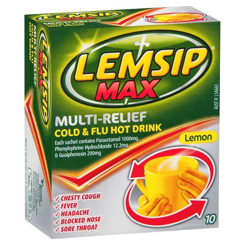 Lemsip Max Cold & Flu Multi Relief Hot Drink (Lemon) Sachets X 10 澳洲生活网